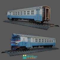 老式浅蓝火车3D模型