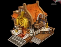 欧美日韩卡通Q版木房子3D模型一座
