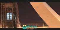 阿提卡城市夜景电梯轮船高清实拍视频素材