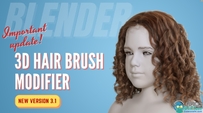 3D Hair Brush强大毛发制作工具Blender插件V3.1版