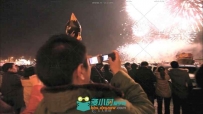 春节放烟花爆竹才艺表演夜晚景象高清实拍视频素材