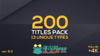 200款独特的文字字幕标题排版动画AE模板Videohive 200 Titles Pack (13 unique ty...