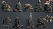 十个低面数的PBR材质石头\岩石 4K 纹理 :TGAA-Albedo