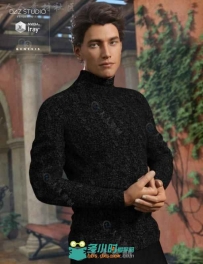 现代时髦的暖男高领毛衣3D模型合辑
