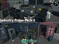 城市垃圾箱和标志工业道具3D模型Unity游戏素材资源