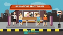 时尚的二维儿童卡通城市人物动画资源包AE模板 Character City - Explainer Video