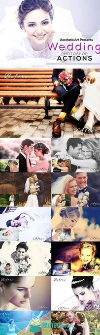 唯美婚礼照片调色PS动作312332-Aesthetic-Wedding-Photoshop-Actions