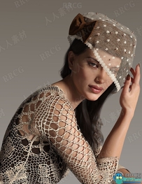 知性女性蕾丝头纱饰品3D模型合集