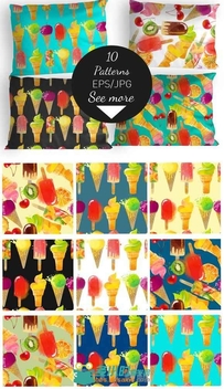 水彩风格冰淇淋甜筒展示矢量模板Watercolor Ice Cream