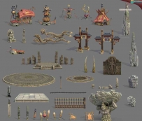 中国古风写实场景3D模型素材下载