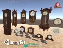 古色古香古董钟室内道具3D模型Unity素材资源