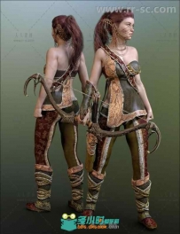 女猎手异国情调的服装和道具3D模型合辑