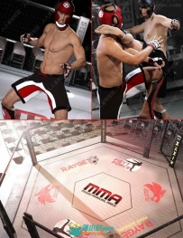 MMA自由搏击角色场景动作姿势等3D模型合集