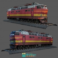 红色火车车头3D模型