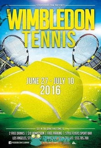 温布尔登网球海报展示PSD模板Tennis_Wimbledon_PSD_Flyer_Template