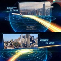 企业发展时间线 大气三维地球素材 光效连接宣传图片展示...