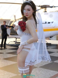 皇冠蕾丝婚纱女孩3D模型