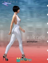 时尚女性步行循环动画3D模型合辑