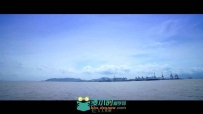 码头全景拍摄夕阳西下视频素材