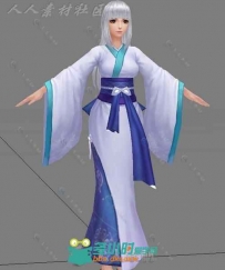 武侠游戏日式美女角色3D模型