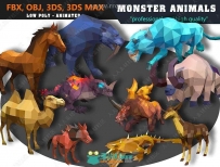 10组卡通风格动物低聚3D模型与动画