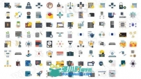 100种网络安全数据平面图形标志展示动画AE模板