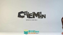 远古石器时代原始人敲出文字标题标志LOGO演绎AE模板 Caveman Logo