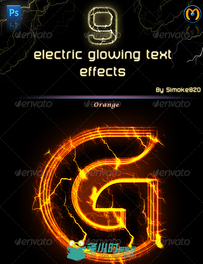 文字电光效果PS动作GraphicRiver - Electric Glowing effect - Photoshop Action 6...