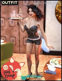 女性服务员美丽性感紧身胸衣短裤耳朵尾巴和高跟鞋3D模型合辑