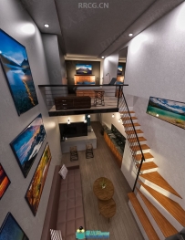 loft格局现代家庭室内设计3D模型合集