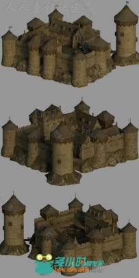 完美的中世纪小城堡场景环境3D模型合辑