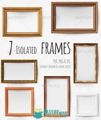 7款画布装饰相框PSD模板GR_7_Isolated_Picture_Frames
