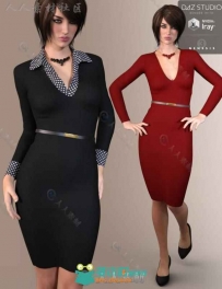 办公室女性性感职业连衣裙3D模型合辑