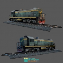 老式蒸汽火车车头3D模型