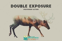 高级动物风景双曝光照片合成PS动作Double Exposure photoshop action