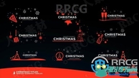 圣诞节主题平面简洁图标标题展示动画AE模板