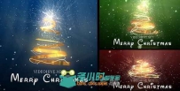 美丽的金色粒子画笔圣诞树展示幻灯片AE模板 Videohive Christmas Tree 3628785