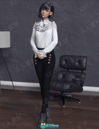 知性优雅女性秋季素雅日常套装3D模型合集