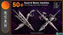 50组逼真剑游戏武器3D模型合集