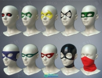 超级英雄面具女性武装角色3D模型合集