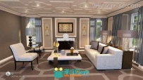现代优雅的山庄公寓客厅场景环境3D模型合辑