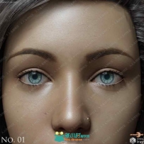 多组蓝色瞳孔女性眉眼变化3D模型