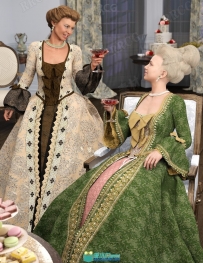 欧美复古公主连衣裙礼服套装3D模型合集