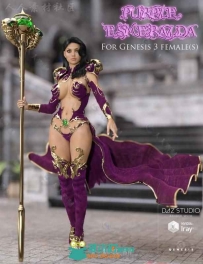 女性法师性感华丽优雅紫色战斗服装3D模型合辑