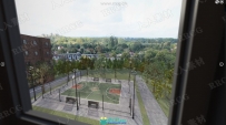 校园或小区室外篮球场3D模型合