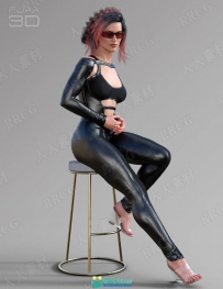女性优雅性感紧身连体裤服饰3D模型合集