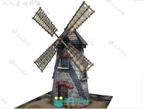 中世纪风车室外道具模型Unity3D素材资源