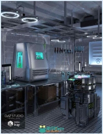 清冷液体实验室设备环境灯光3D模型