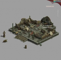 一个游戏场景废墟3D模型