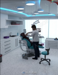 现代先进舒适室内牙科诊所3D模型合集